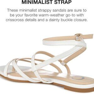 Journee Women's Serissa Flat Sandals White, 11